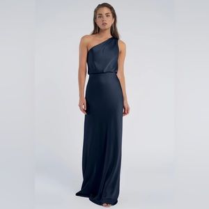 NWT Jenny Yoo “Sterling” one shoulder Luxe Satin